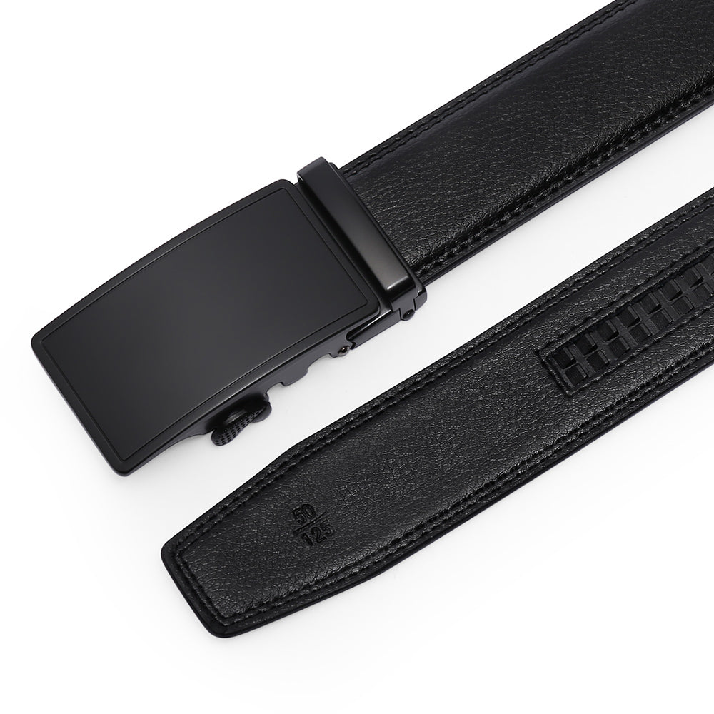 Sendefn Men's Leather Belt Automatic Ratchet Buckle Slide Belt for Dress Casual Trim to Fit with Gift Box