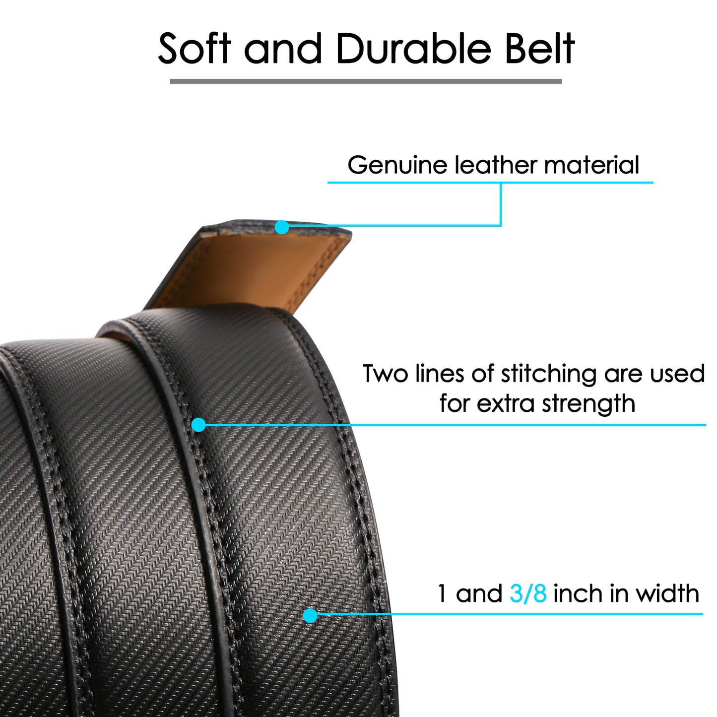SENDEFN Leather Belt for Men Automatic Ratchet Buckle Slide Dress Casual Belts 1 3/8'' Wide, Adjustable Trim to Fit
