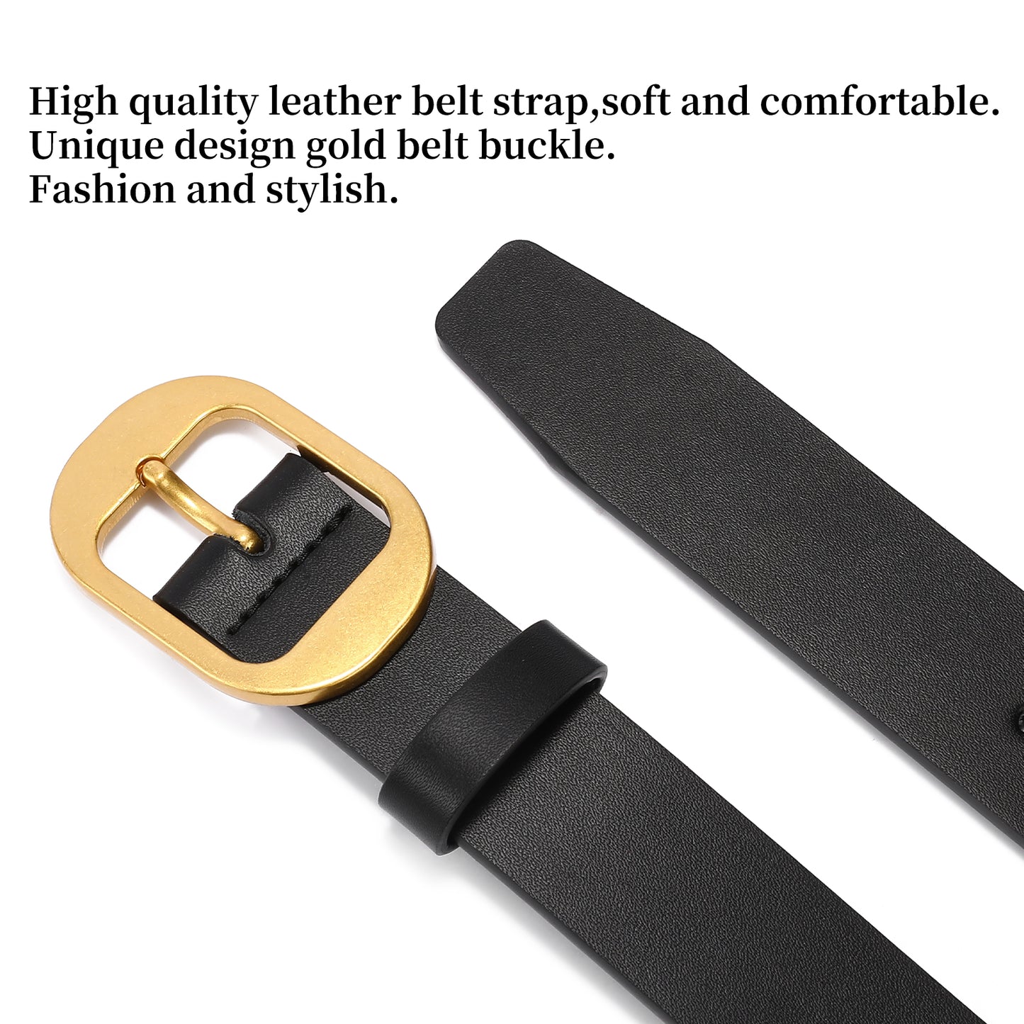 SENDEFN Women's Casual Leather Belts for Jeans Pants Ladies Belt Fashion Vintage Gold Pin Buckle
