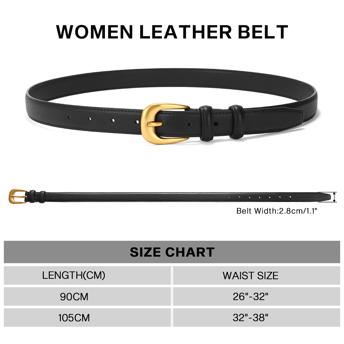 SENDEFN Womens belts for Jeans Pants Ladies Belt Vintage Gold Buckle Leather Belt Gift Box