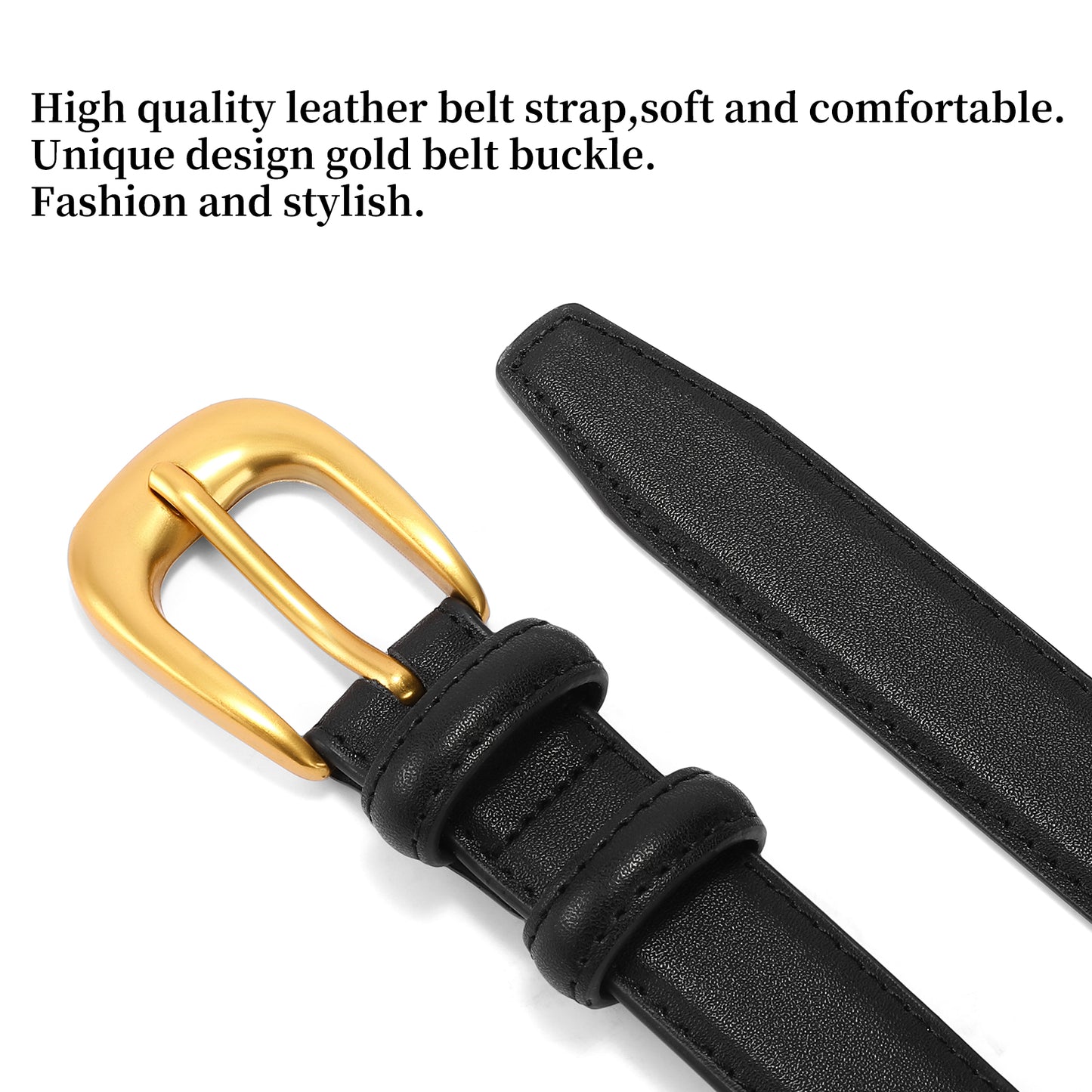 SENDEFN Womens belts for Jeans Pants Ladies Belt Vintage Gold Buckle Leather Belt Gift Box
