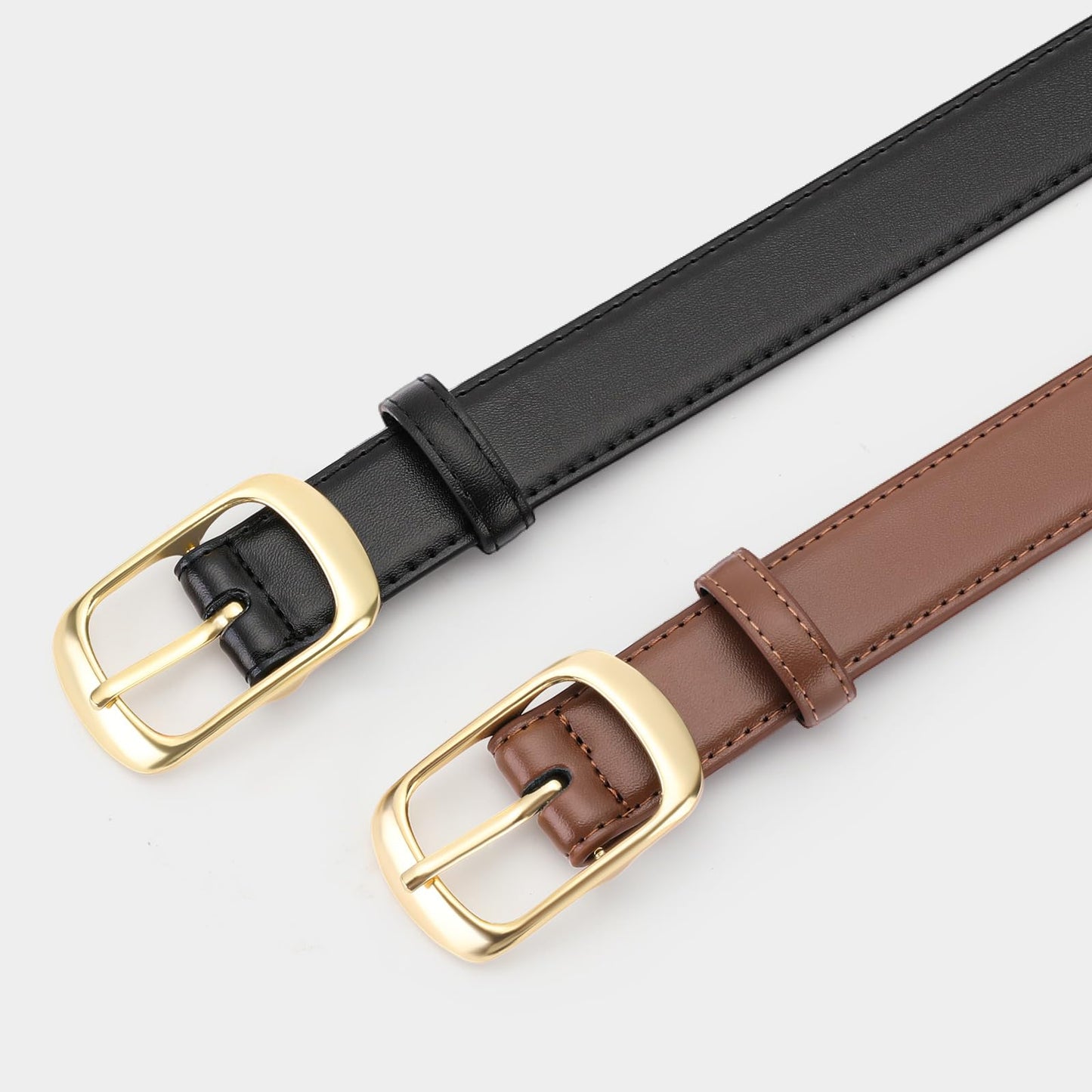 SENDEFN 2 Pack Women Leather Belts with Pin Buckle Waist Belt for Jeans Pants Dresses