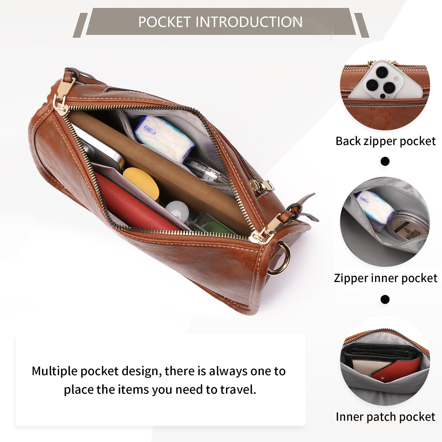 SENDEFN Trendy Leather Crossbody Purse with Tassel Zipper for Women Purses,Small Shoulder Handbags with Wide Strap Detachable