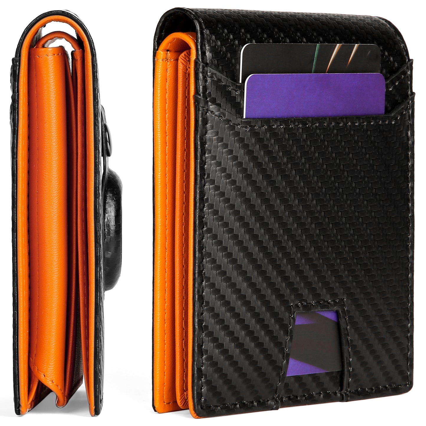 SENDEFN Slim Men's Leather Wallet with AirTag Holder RFID Blocking Bifold Credit Card Wallets