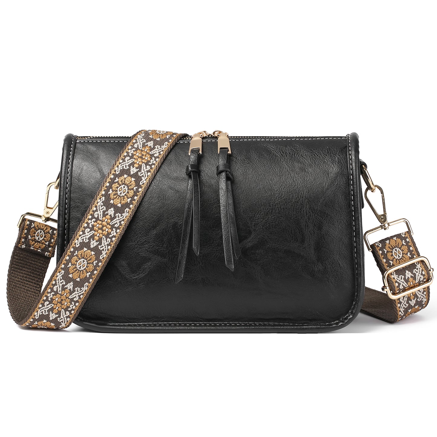 SENDEFN Trendy Leather Crossbody Purse with Tassel Zipper for Women Purses,Small Shoulder Handbags with Wide Strap Detachable
