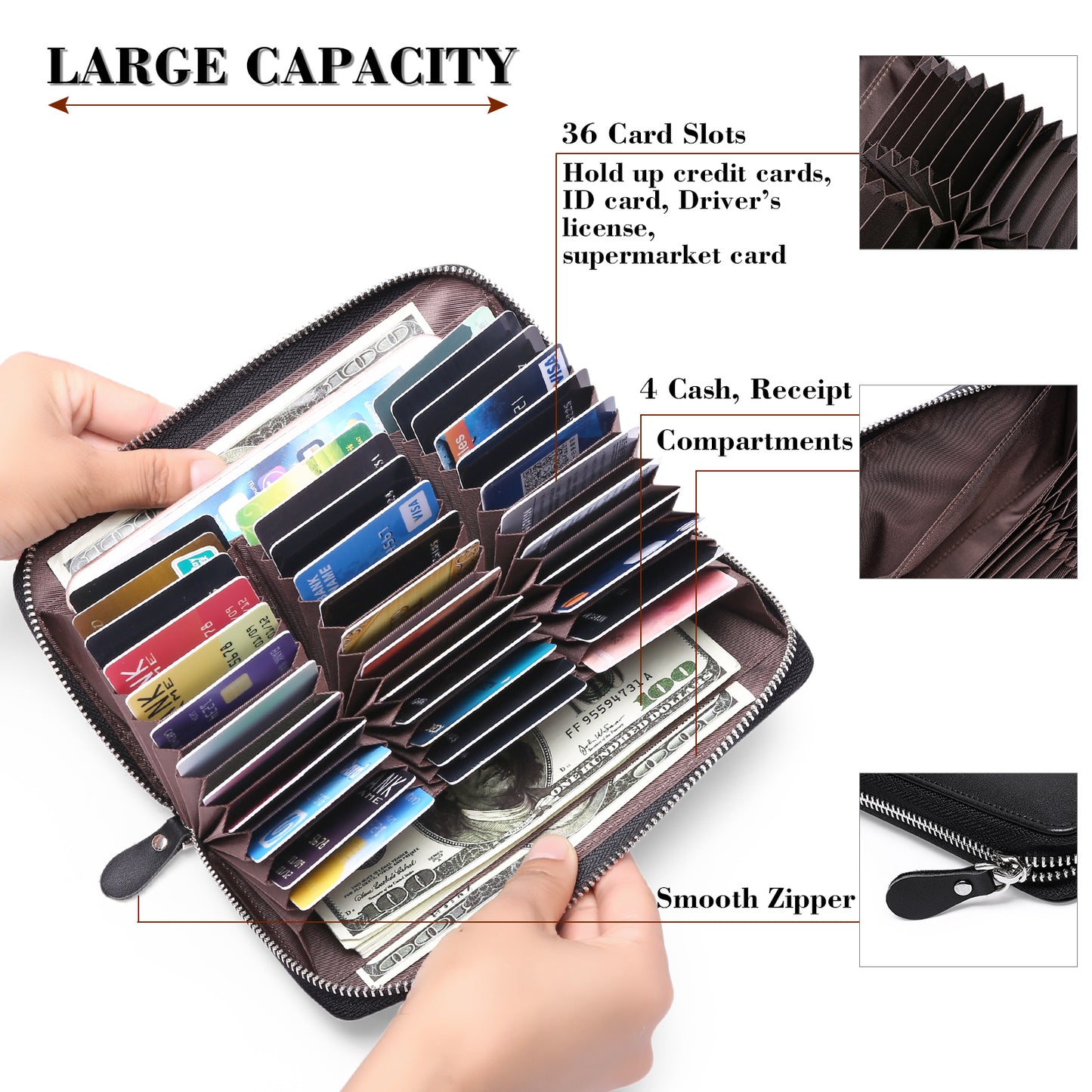Sendefn Womens Wristlet Wallet RFID Blocking Leather Credit Card Holder Phone Clutch Purse