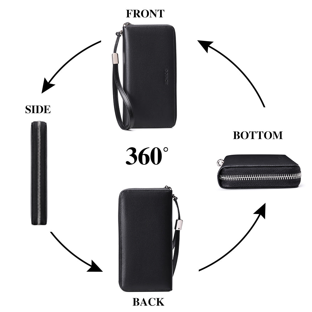 Sendefn Womens Wristlet Wallet RFID Blocking Leather Credit Card Holder Phone Clutch Purse