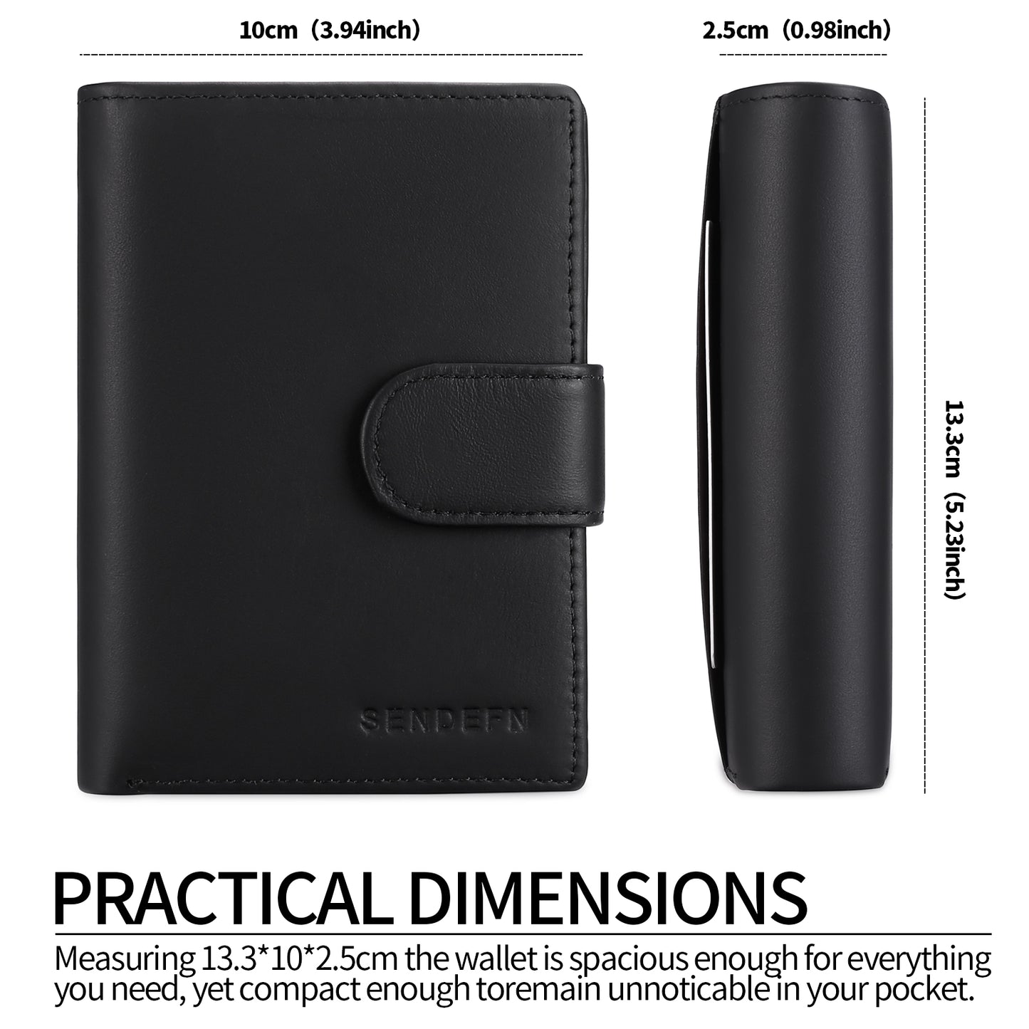 Sendefn Mens Wallets with RFID Protection,Genuine Leather Wallet for Men,Trifold Wallet with 16 Card Slots & Coin Compartment