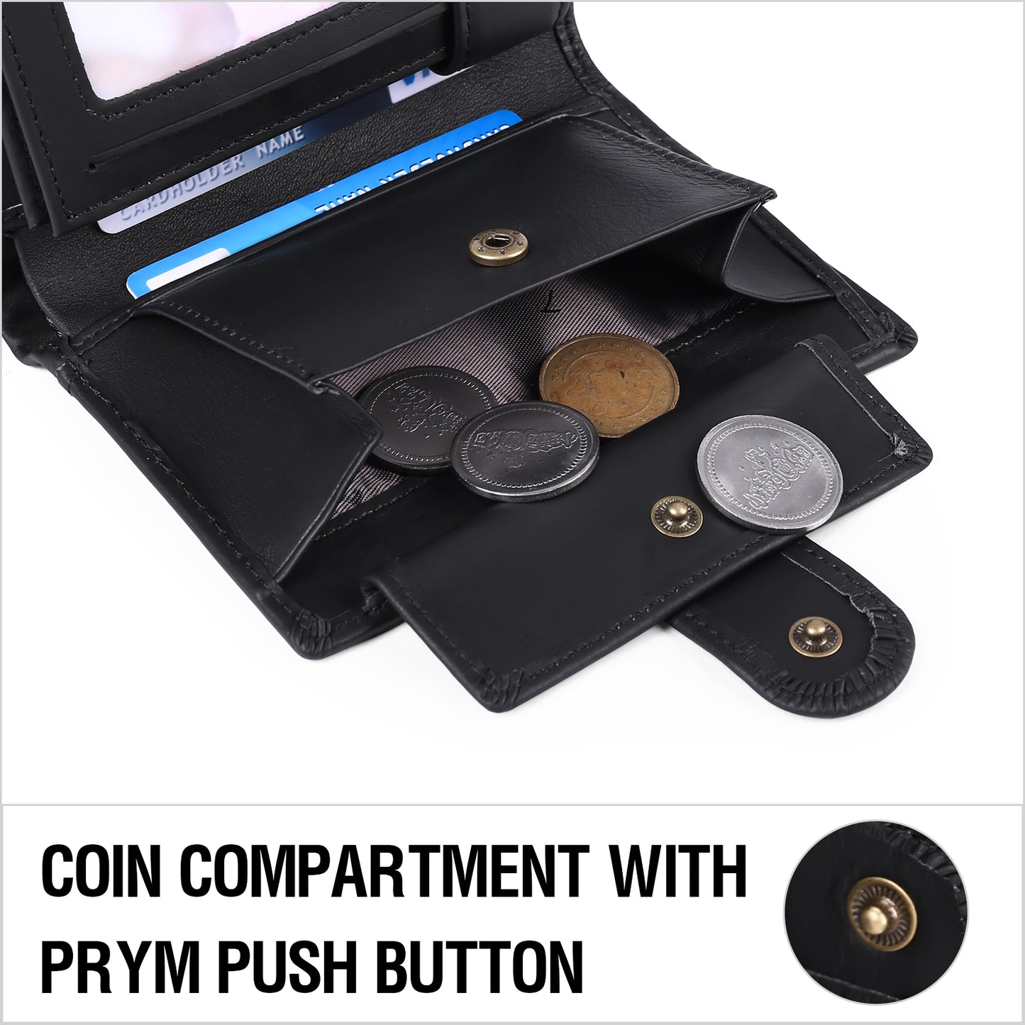 Sendefn Mens Wallets with RFID Protection,Genuine Leather Wallet for Men,Trifold Wallet with 16 Card Slots & Coin Compartment