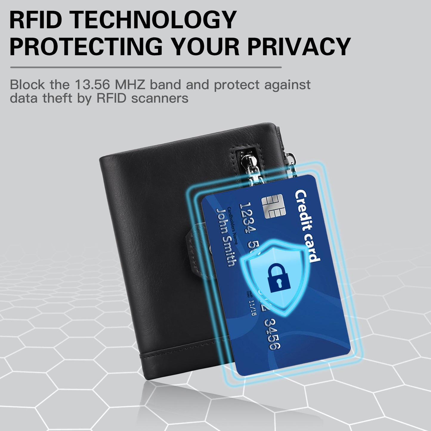 Sendefn Men's Bifold Wallet with RFID Blocking, Genuine Leather Wallet with Zip Coin Compartment