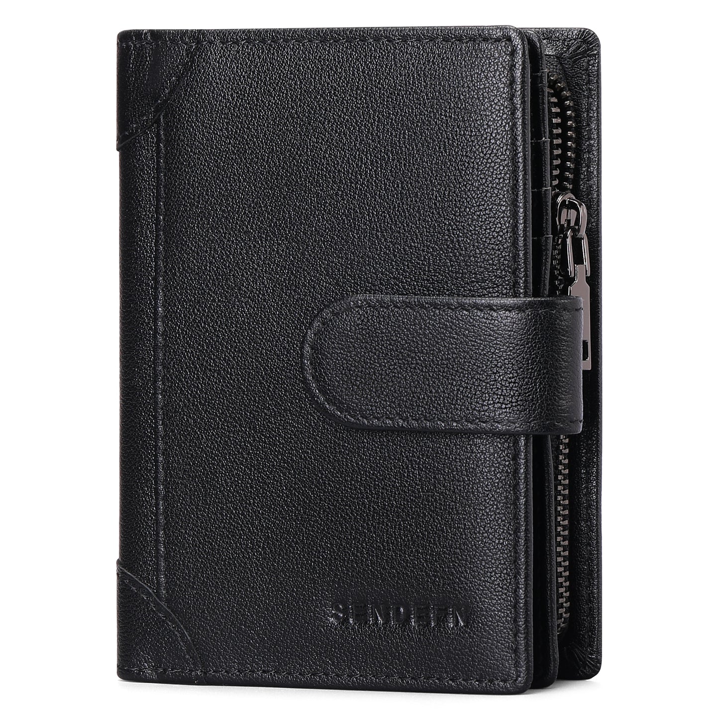 Sendefn Men's Wallet Genuine Leather Wallets for Men RFID Blocking Card Holder with Zipper Coin Purse