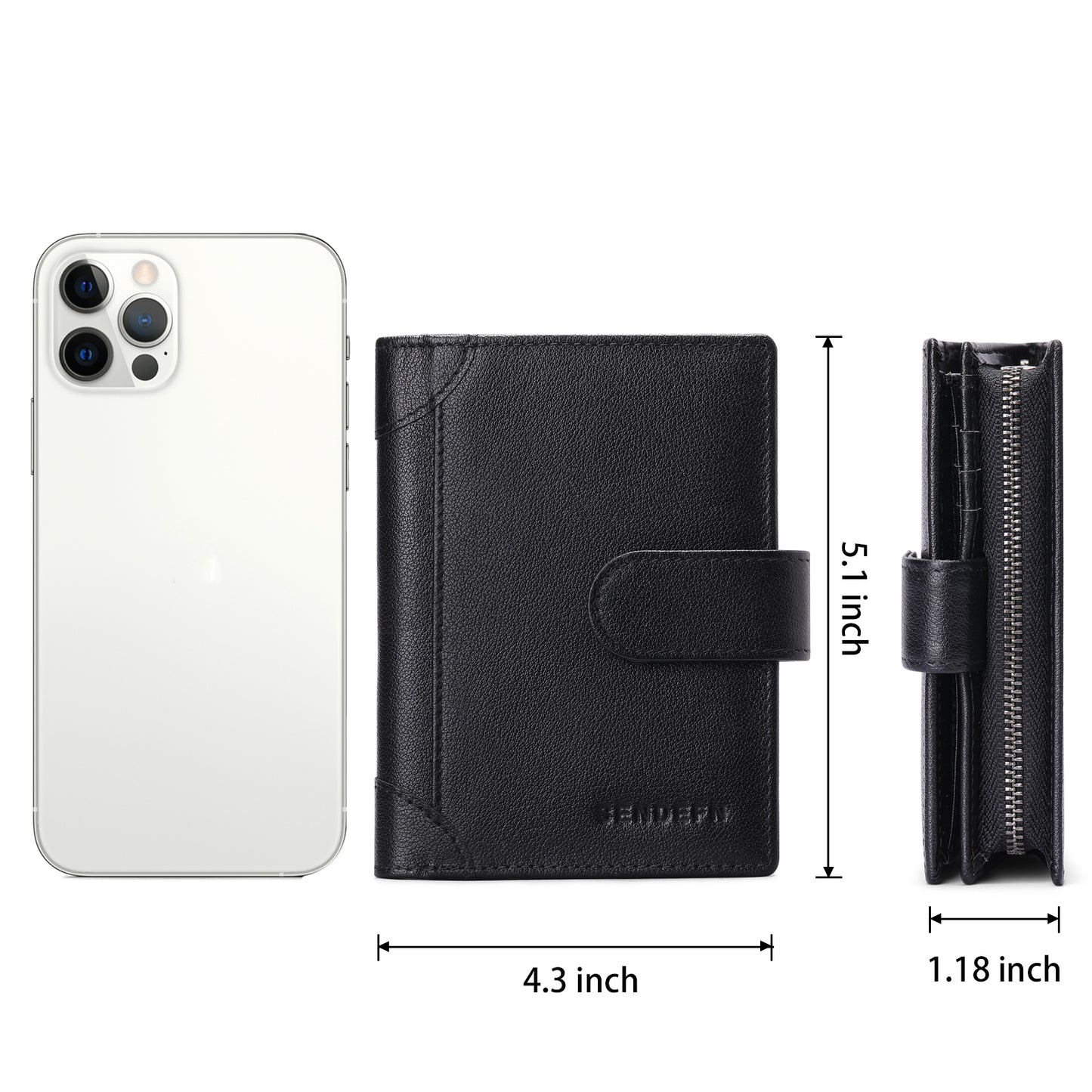 Sendefn Men's Wallet Genuine Leather Wallets for Men RFID Blocking Card Holder with Zipper Coin Purse