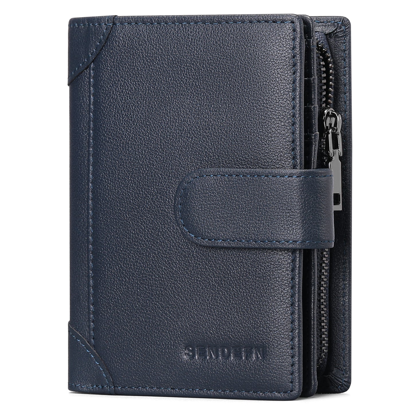 Sendefn Men's Wallet Genuine Leather Wallets for Men RFID Blocking Card Holder with Zipper Coin Purse