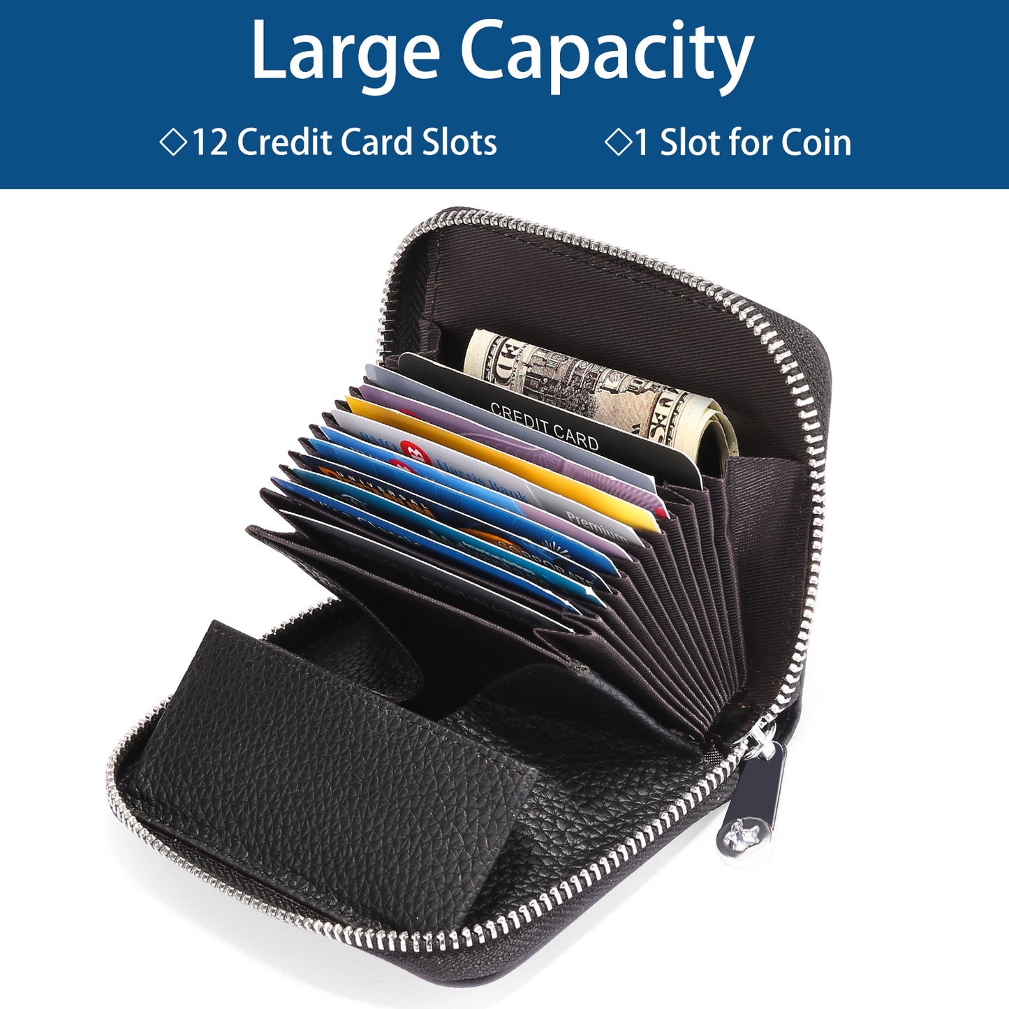 Sendefn Small Wallet for Women, RFID Blocking Credit Card Holder Zipper Card Case Wallet