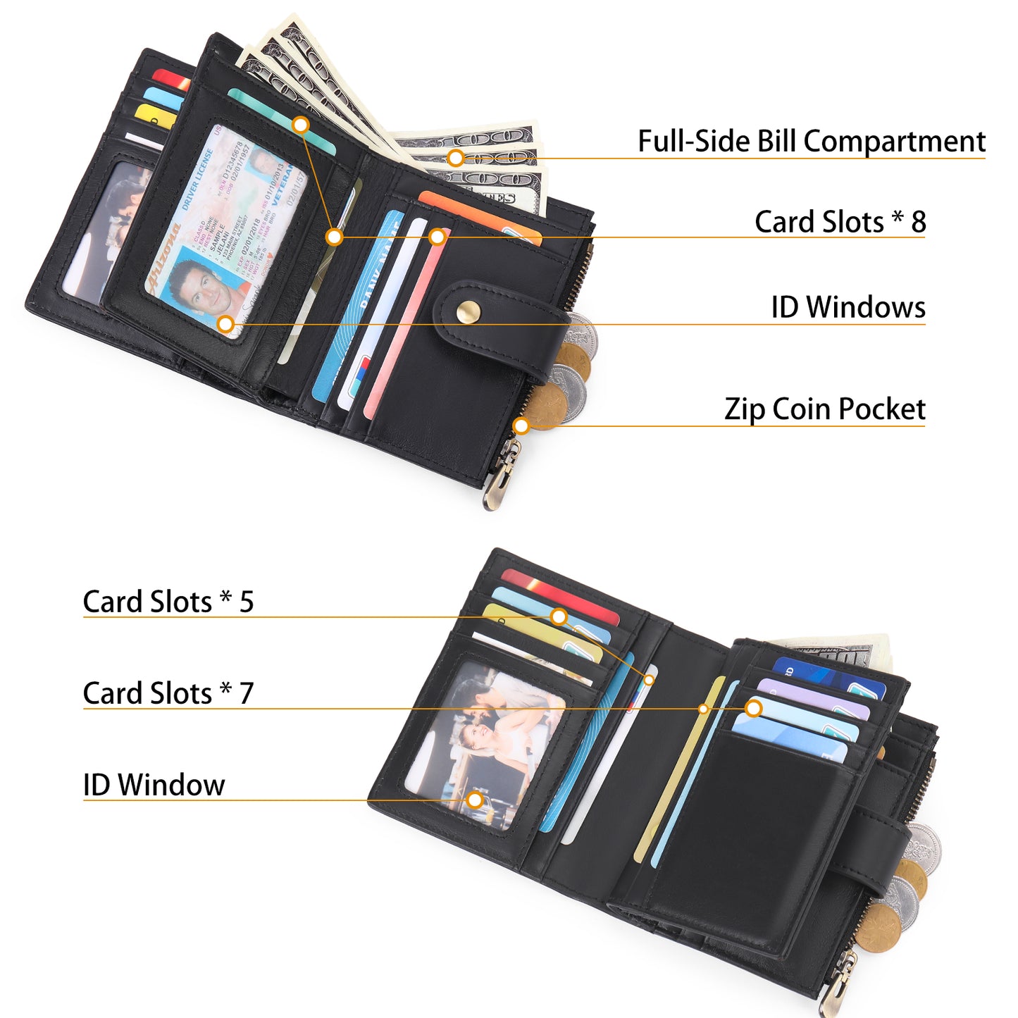 Sendefn Trifold Wallets for Men Genuine Leather Credit Card Holder with RFID Blocking