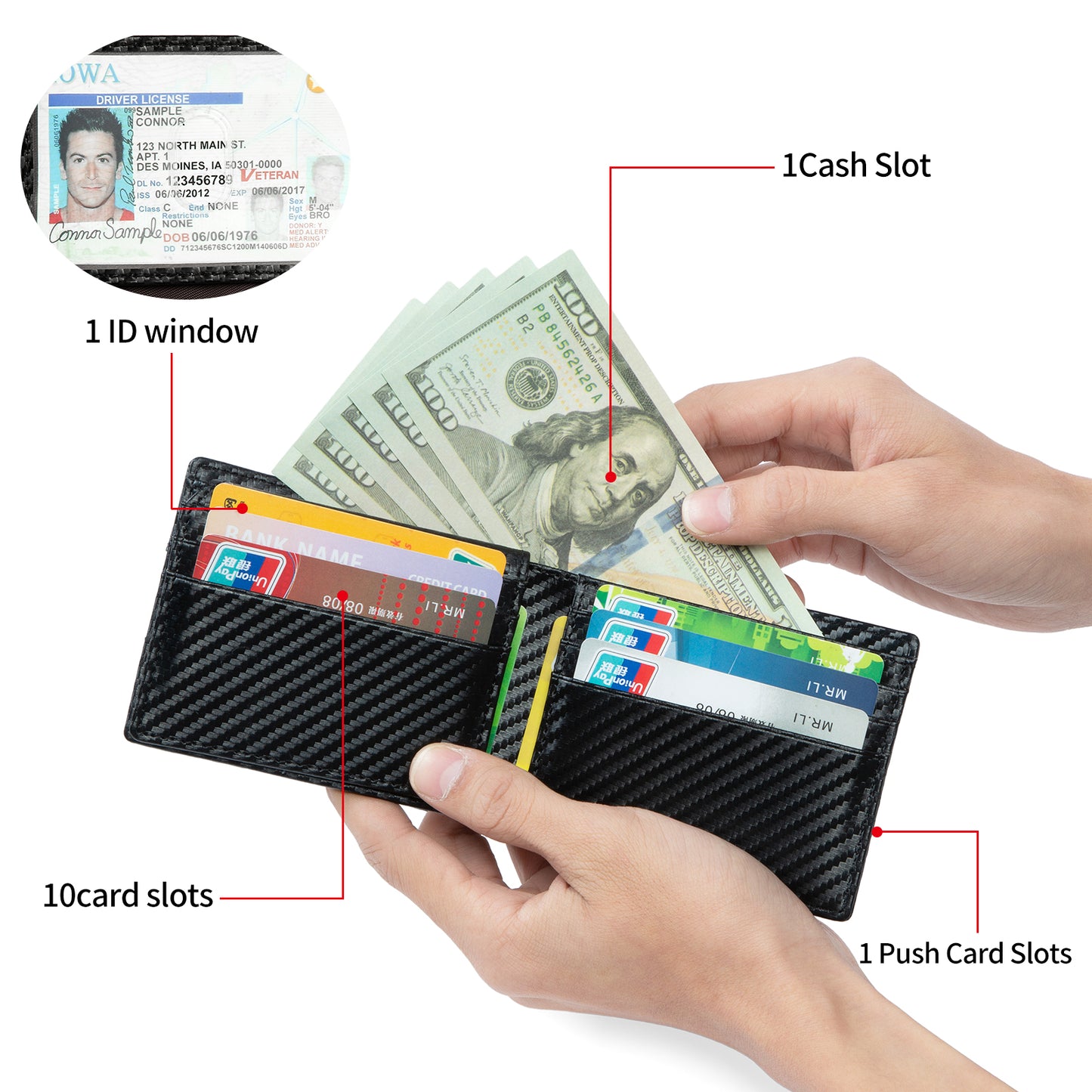 SENDEFN Slim Men's Leather Wallet with AirTag Holder RFID Blocking Bifold Credit Card Wallets