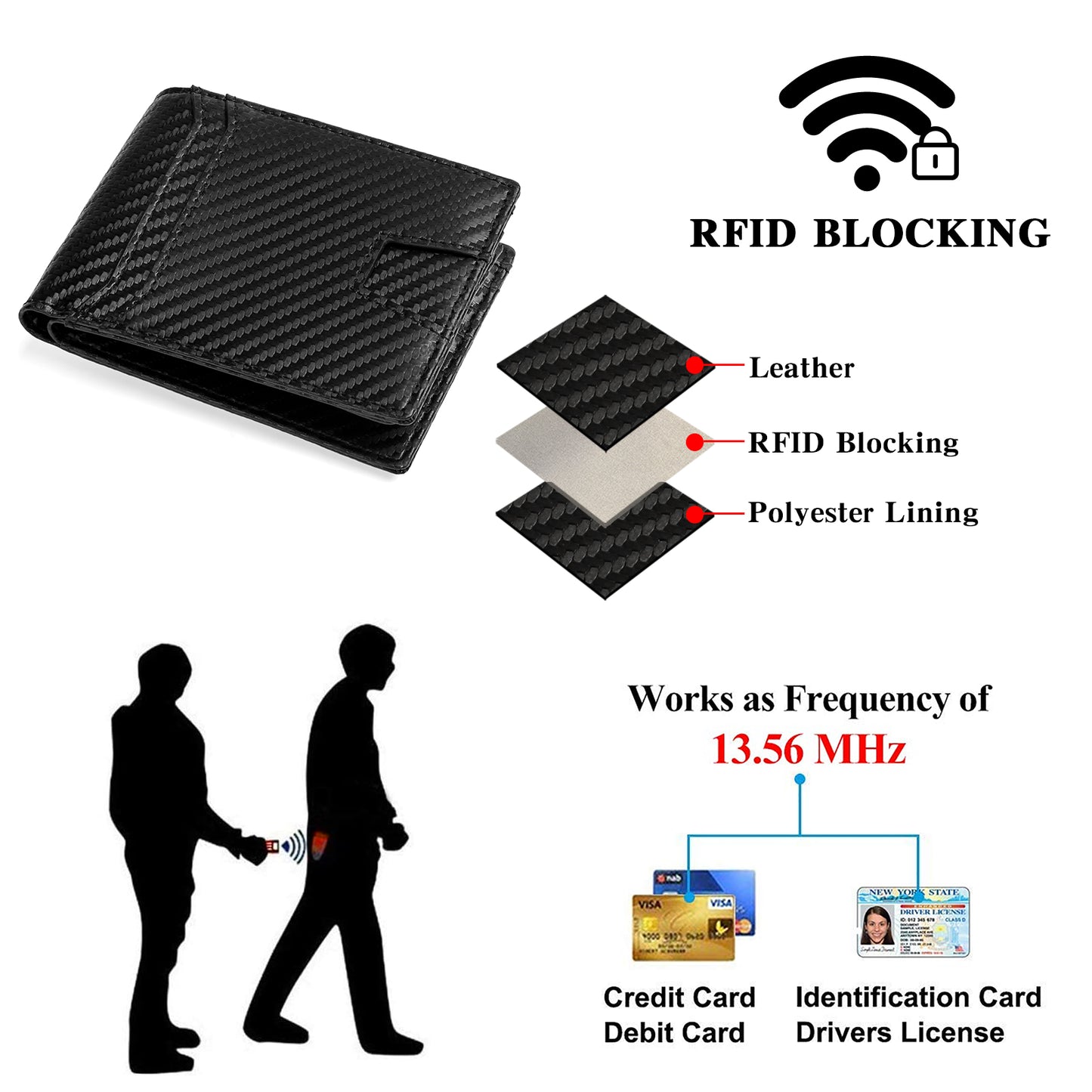 SENDEFN Slim Men's Leather Wallet with AirTag Holder RFID Blocking Bifold Credit Card Wallets