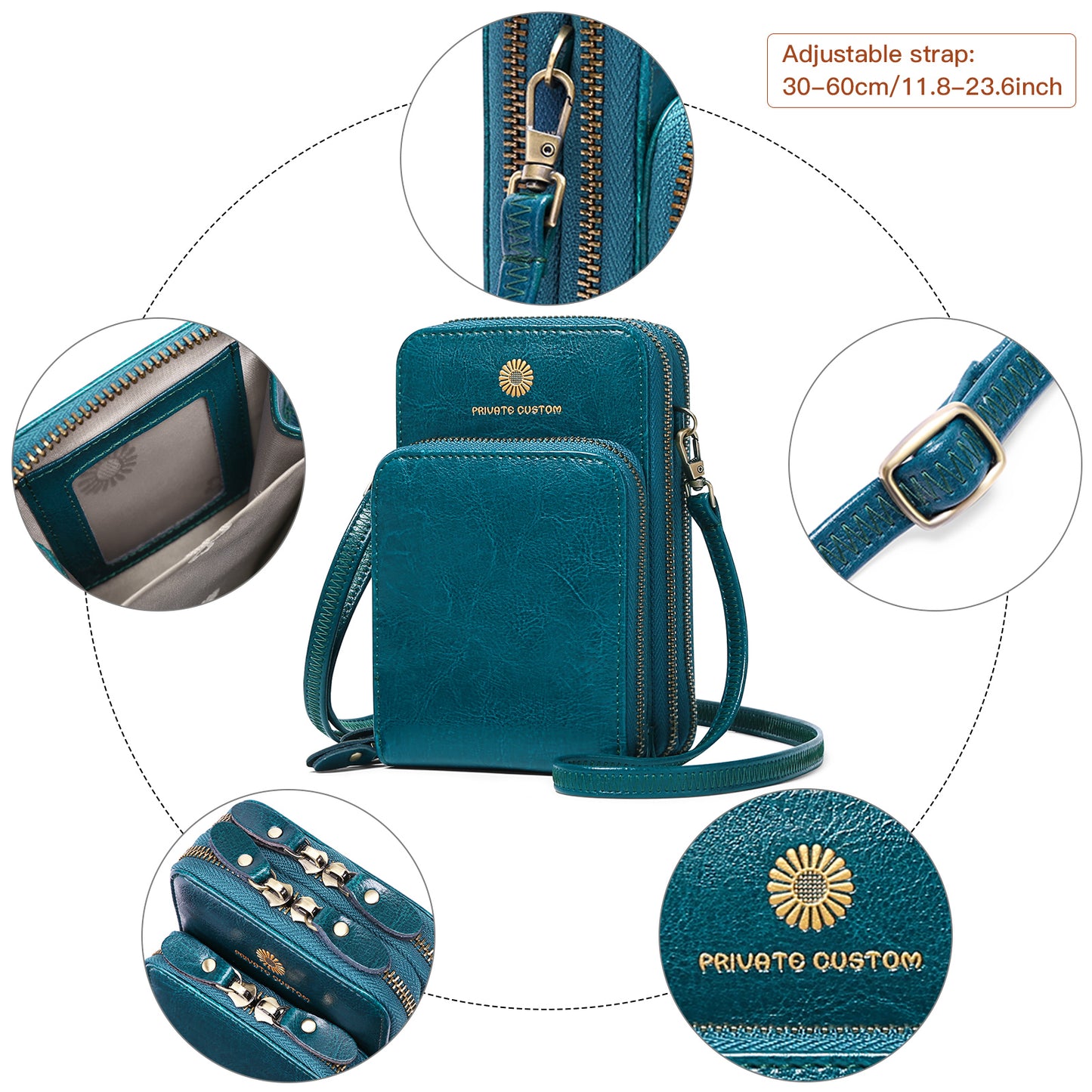 Sendefn Small Crossbody cell Phone Purse for women,RFID Blocking Mini Shoulder Handbag Leather Wallet with Credit Card Slots