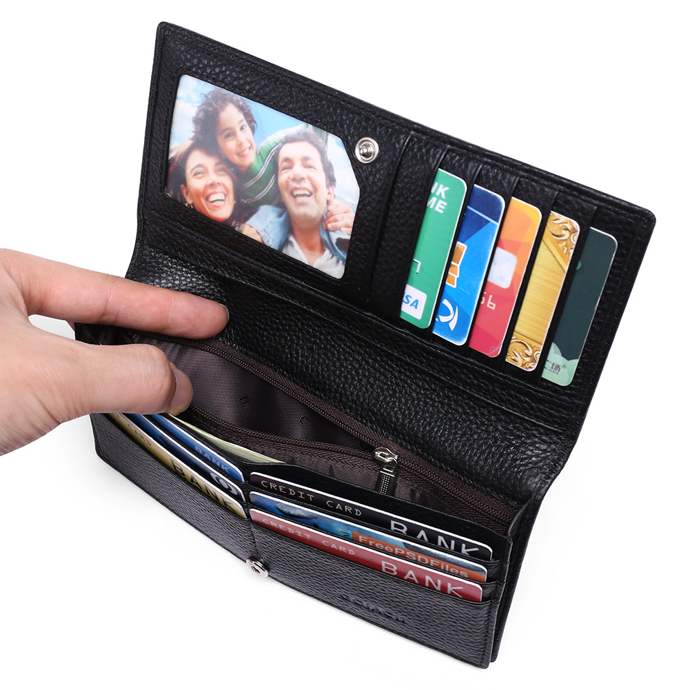 Sendefn Wallets for Women RFID Blocking Ultra Slim Real Leather Credit Card Holder Clutch