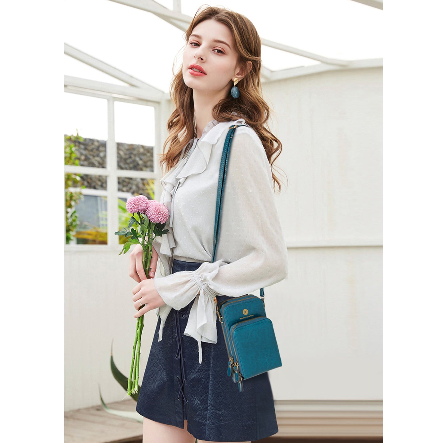 Sendefn Small Crossbody cell Phone Purse for women,RFID Blocking Mini Shoulder Handbag Leather Wallet with Credit Card Slots