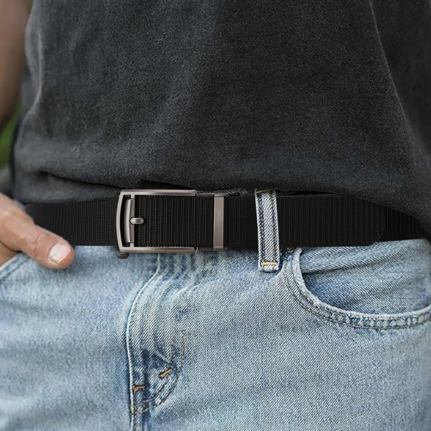 SENDEFN Ratchet Golf Belt for Men, Nylon Web Belt with Automatic Slide Buckle With Gift Box
