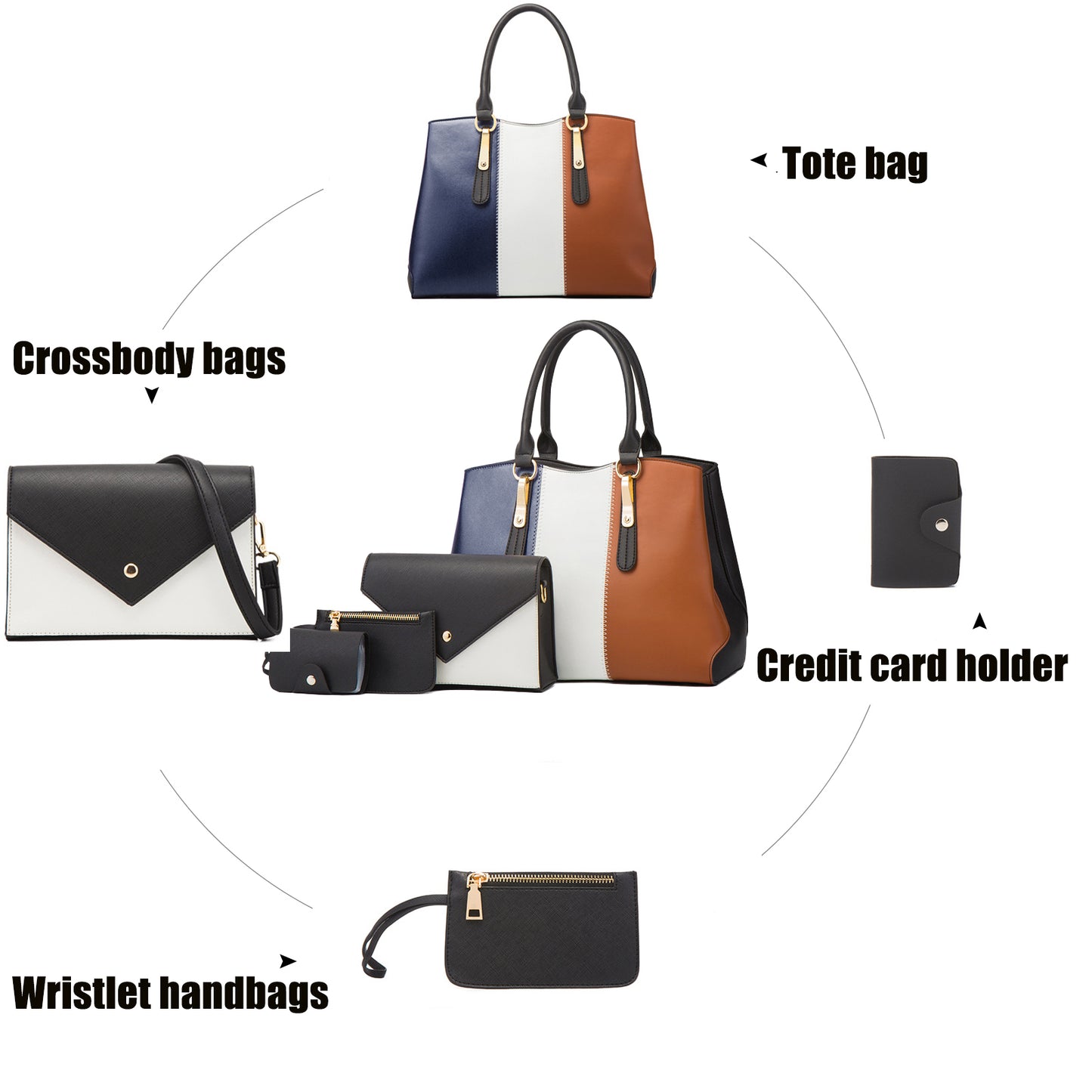 Women Handbags Wallet Tote Bag Shoulder Bag Top Handle Satchel Purse Set 4pcs