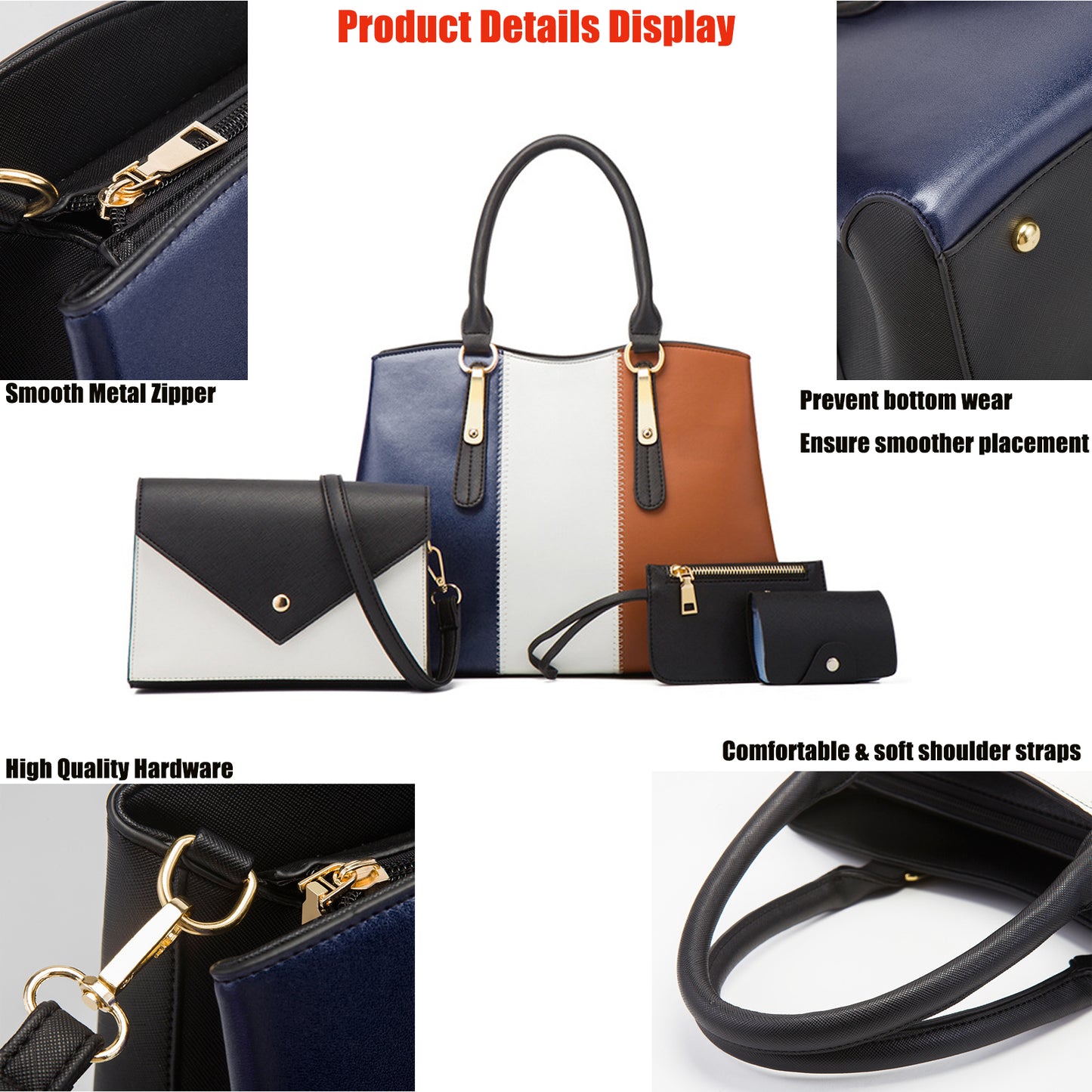 Women Handbags Wallet Tote Bag Shoulder Bag Top Handle Satchel Purse Set 4pcs