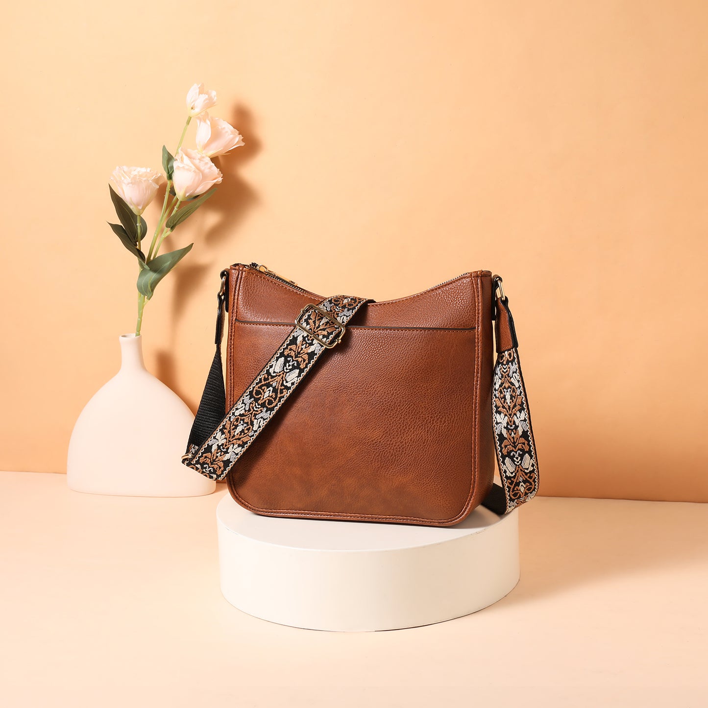 SENDEFN Women's Shoulder Bag, Medium Handbag, Women's Leather Crossbody Bags with Adjustable Coloured Strap