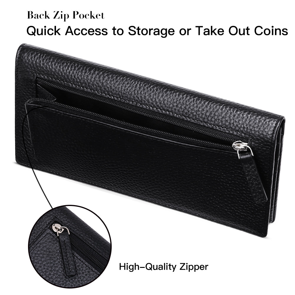 Sendefn Wallets for Women RFID Blocking Ultra Slim Real Leather Credit Card Holder Clutch
