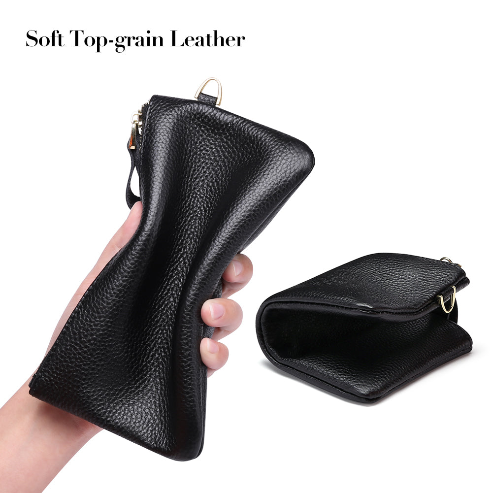 Sendefn Women's Wristlet Clutch Slim Leather Wallet RFID Blocking Handbag