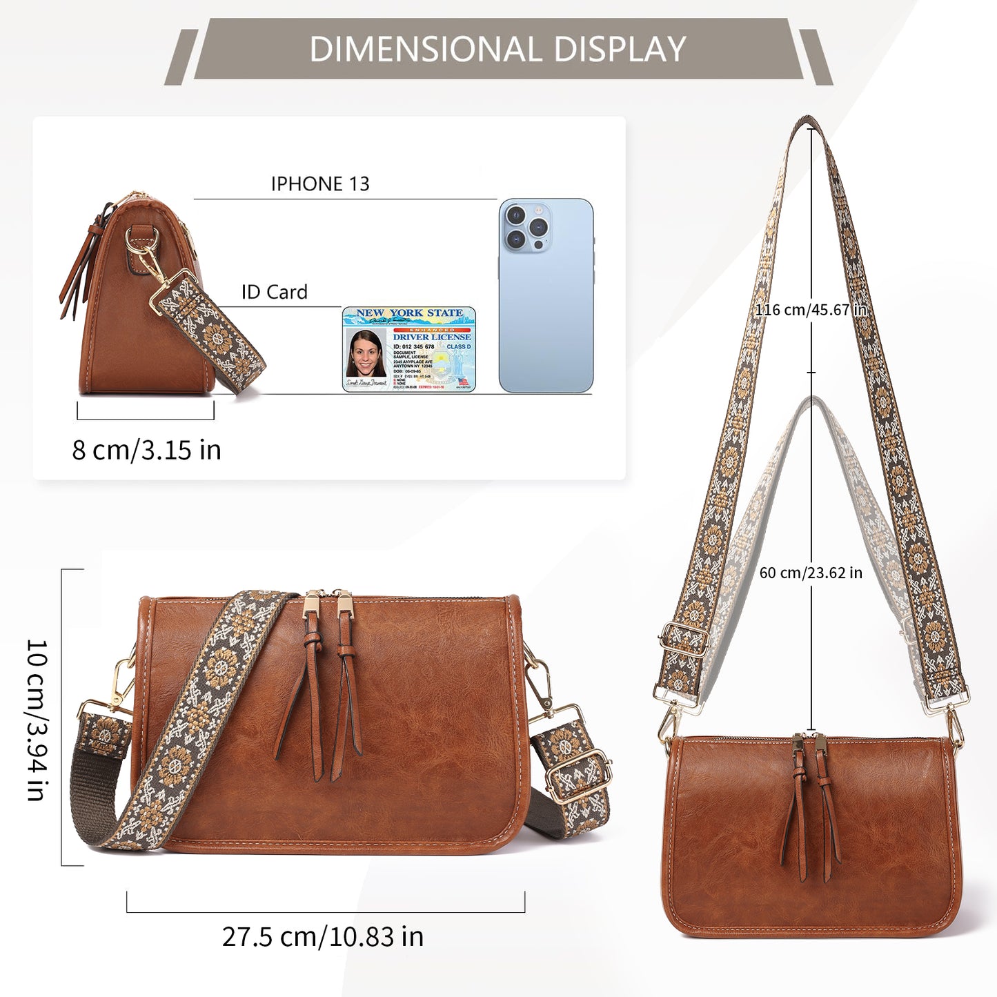 SENDEFN Trendy Leather Crossbody Purse with Tassel Zipper for Women Purses,Small Shoulder Handbags with Wide Strap Detachable