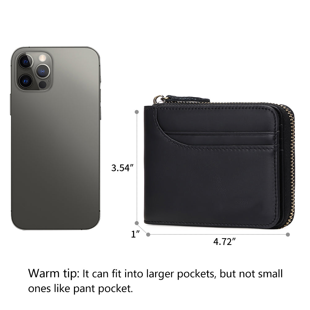 Sendefn Wallets for Men Leather Front Pocket Wallet RFID Zip Bifold Credit Card Holder