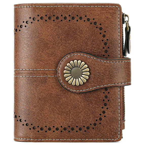 Sendefn Small Women Wallet Genuine Leather Bifold Purse RFID Blocking Card Holder