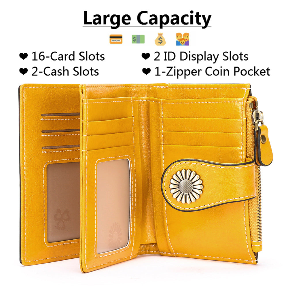 Sendefn Small Women Wallet Genuine Leather Bifold Purse RFID Blocking Card Holder