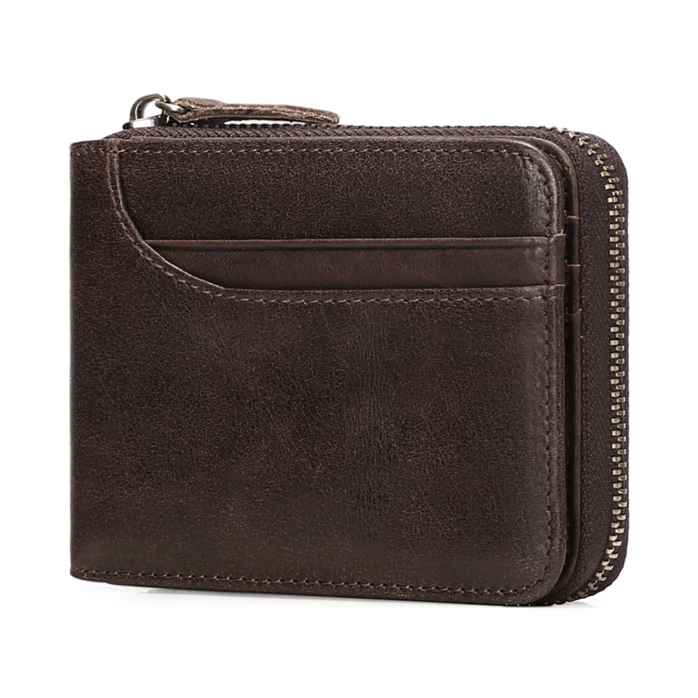 Sendefn Wallets for Men Leather Front Pocket Wallet RFID Zip Bifold Credit Card Holder