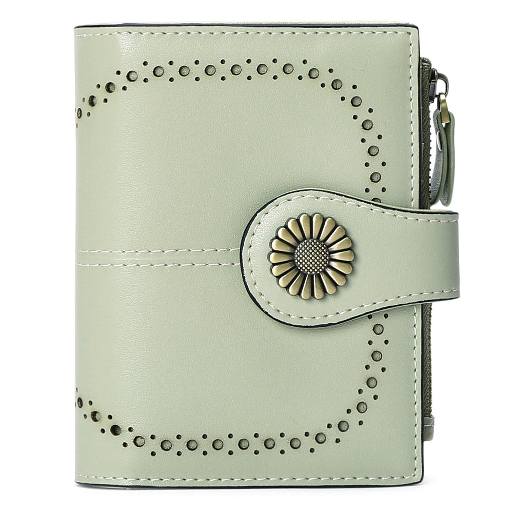 Sendefn Small Women Wallet Genuine Leather Bifold Purse RFID Blocking Card Holder