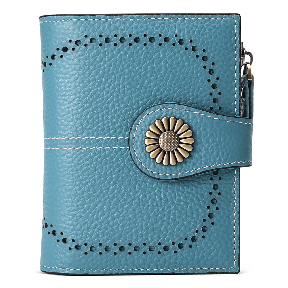 Sendefn Small Women Wallet Genuine Leather Bifold Purse RFID Blocking Card Holder