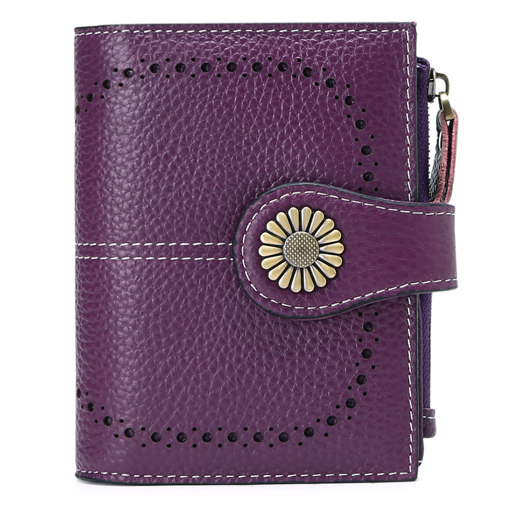 Sendefn Small Women Wallet Genuine Leather Bifold Purse RFID Blocking Card Holder
