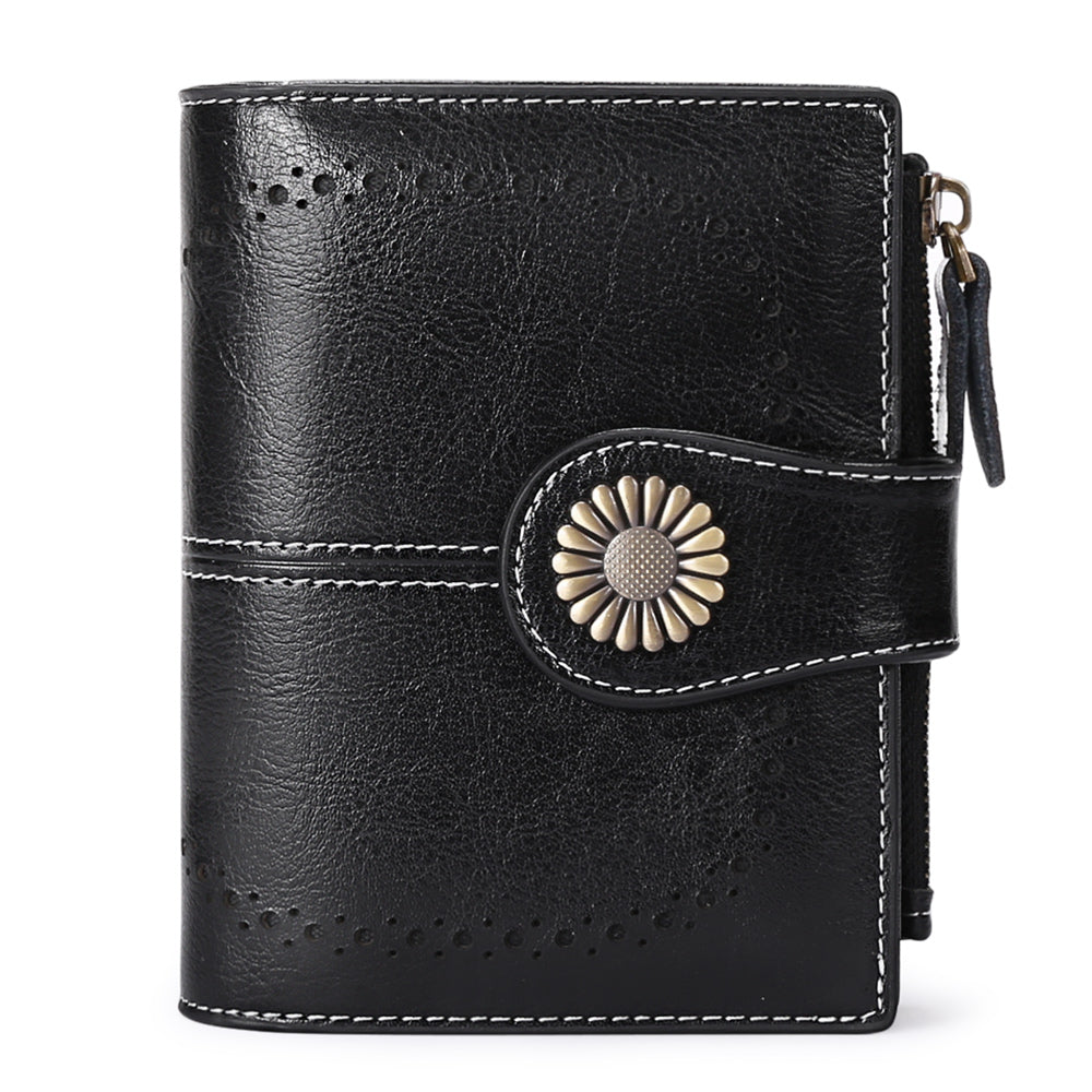 Sendefn Small Women Wallet Genuine Leather Bifold Purse RFID Blocking Card Holder