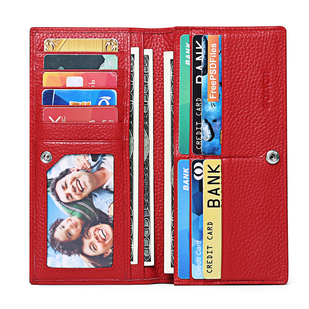 Sendefn Wallets for Women RFID Blocking Ultra Slim Real Leather Credit Card Holder Clutch