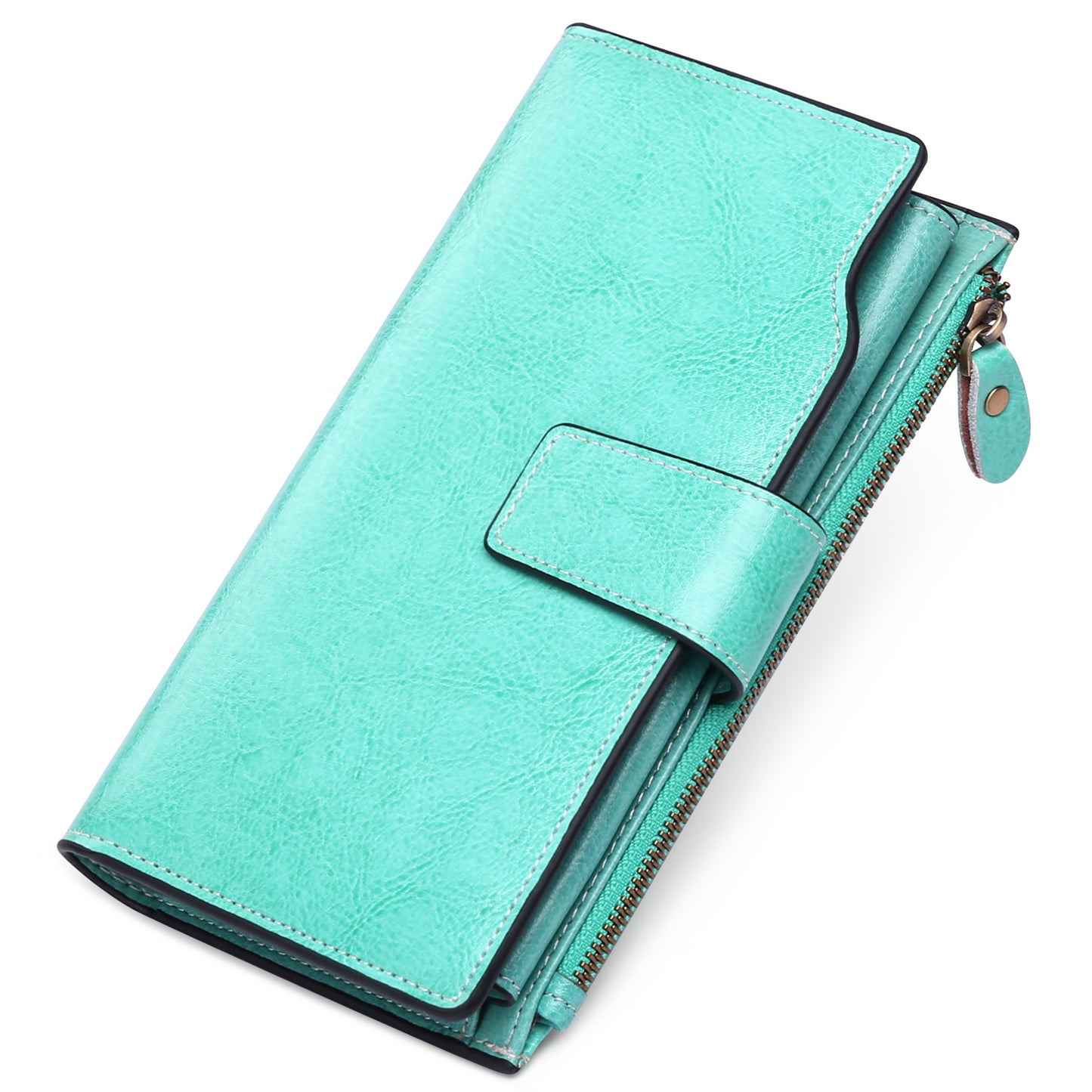 Sendefn Women Leather Wallets RFID Blocking Clutch Card Holder Ladies Purse with Zipper Pocket