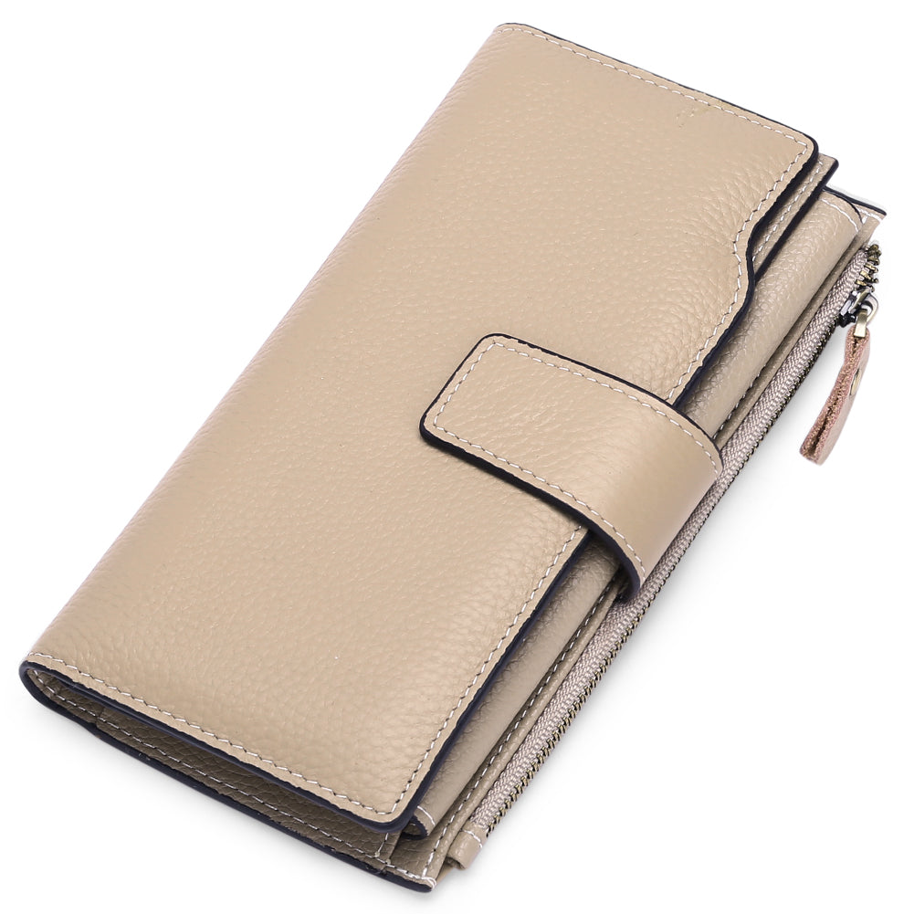 Sendefn Women Leather Wallets RFID Blocking Clutch Card Holder Ladies Purse with Zipper Pocket