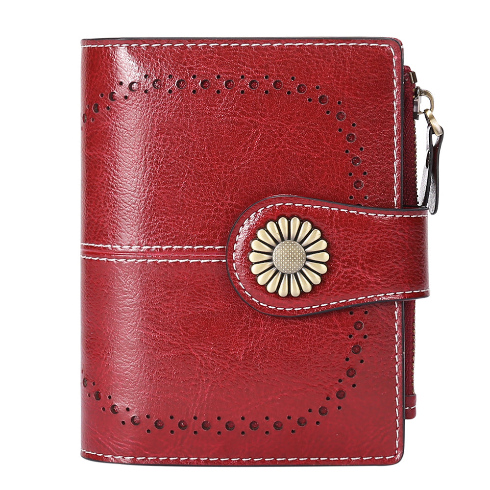 Sendefn Small Women Wallet Genuine Leather Bifold Purse RFID Blocking Card Holder