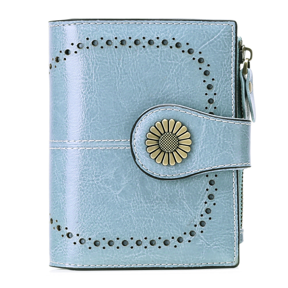 Sendefn Small Women Wallet Genuine Leather Bifold Purse RFID Blocking Card Holder