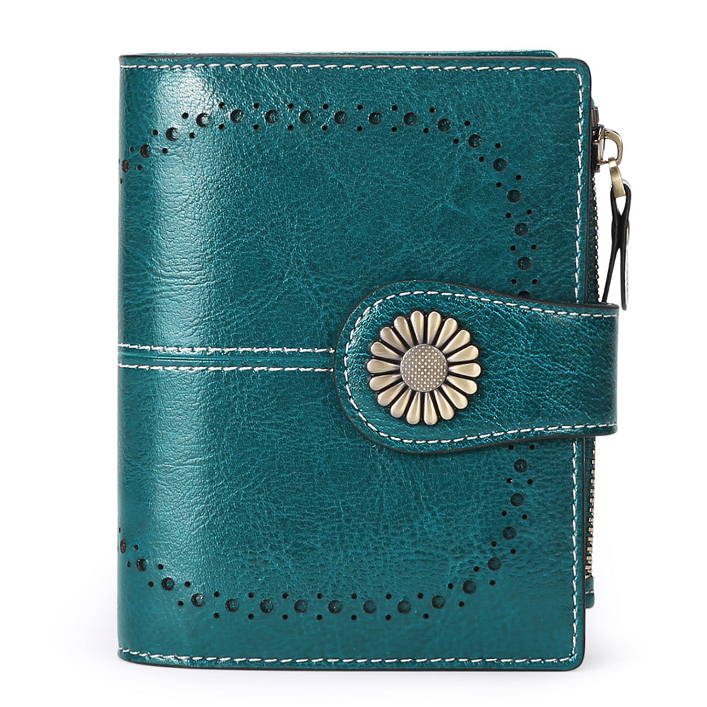 Sendefn Small Women Wallet Genuine Leather Bifold Purse RFID Blocking Card Holder