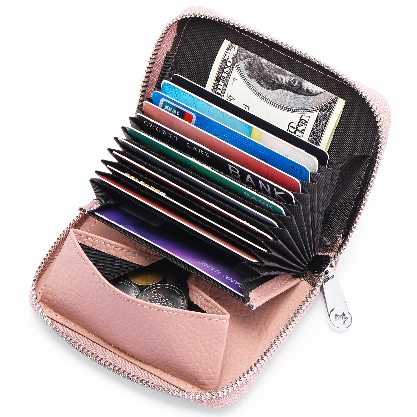 Sendefn Small Wallet for Women, RFID Blocking Credit Card Holder Zipper Card Case Wallet
