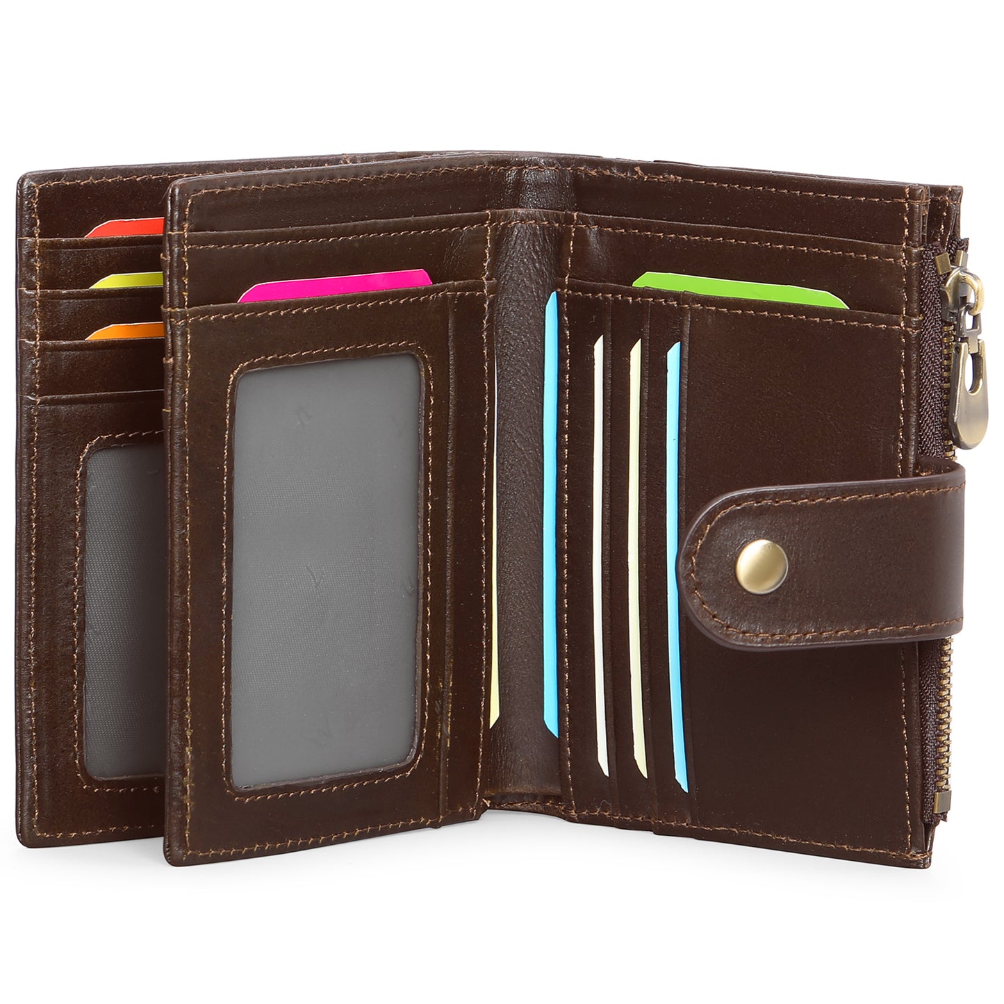 Sendefn Trifold Wallets for Men Genuine Leather Credit Card Holder with RFID Blocking
