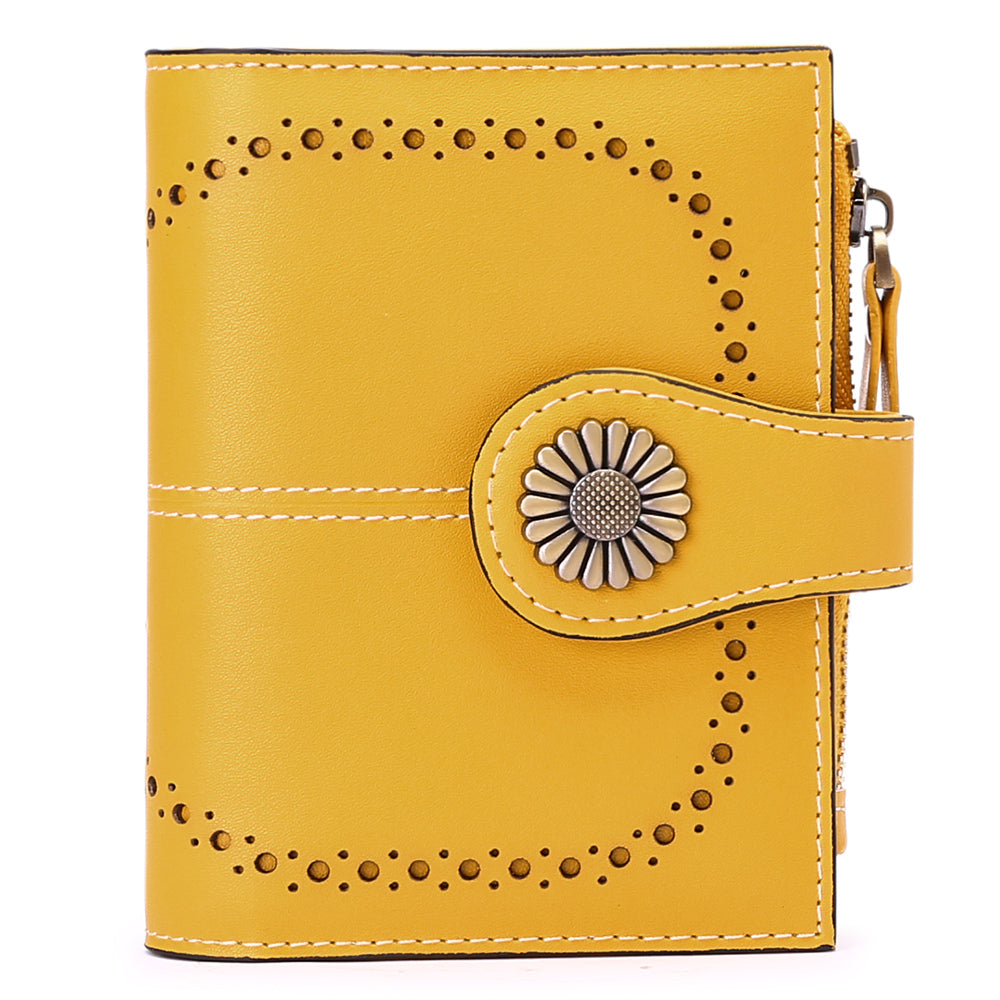 Sendefn Small Women Wallet Genuine Leather Bifold Purse RFID Blocking Card Holder