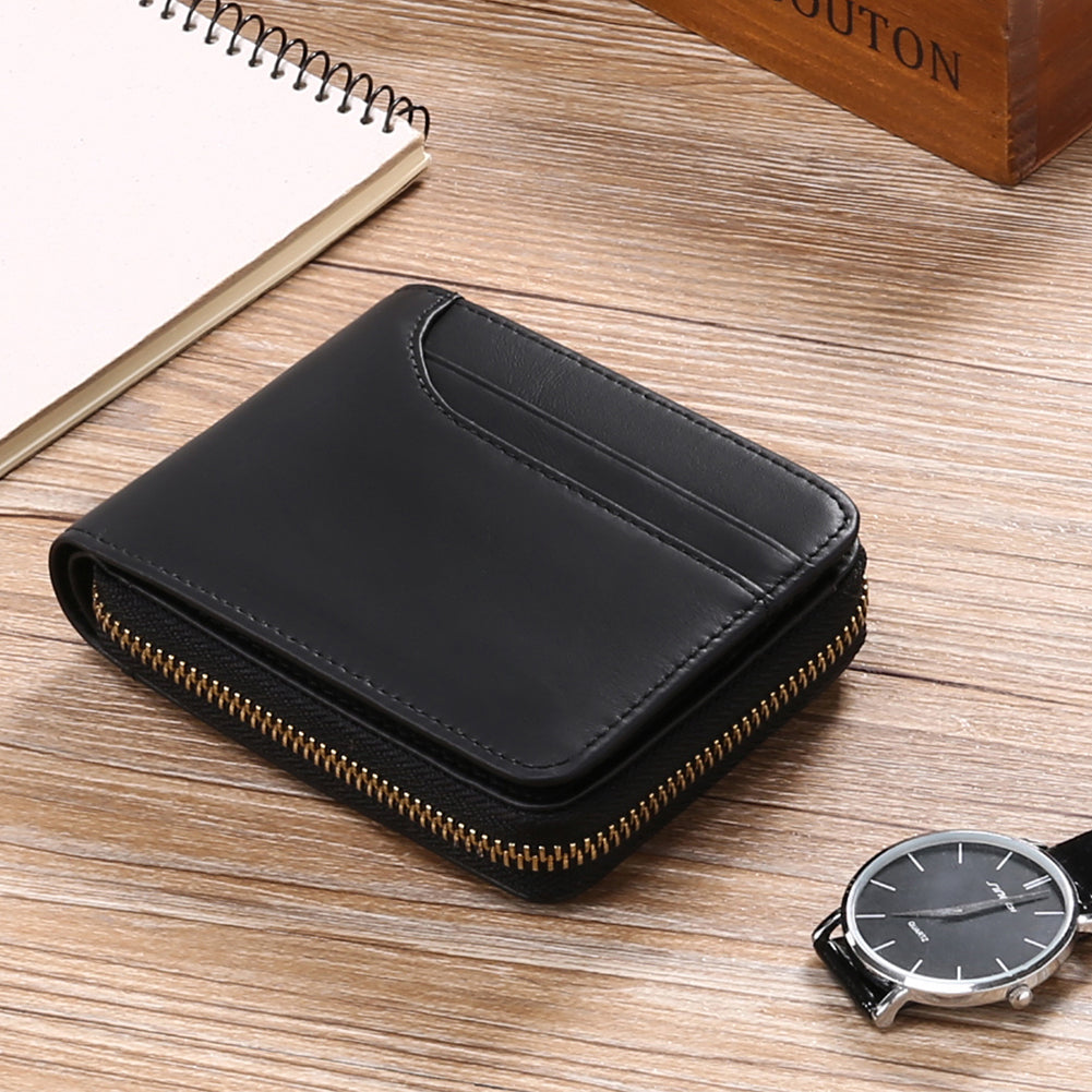 Sendefn Wallets for Men Leather Front Pocket Wallet RFID Zip Bifold Credit Card Holder