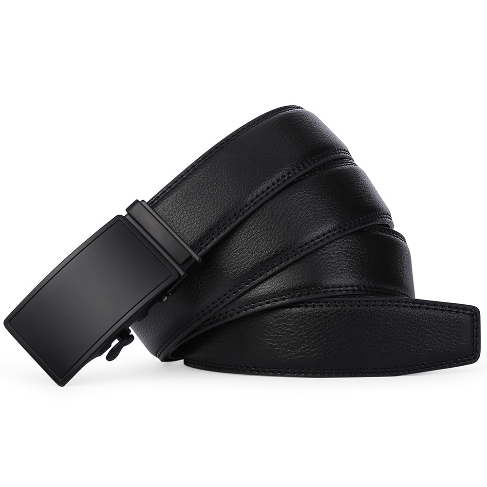 Sendefn Men's Leather Belt Automatic Ratchet Buckle Slide Belt for Dress Casual Trim to Fit with Gift Box
